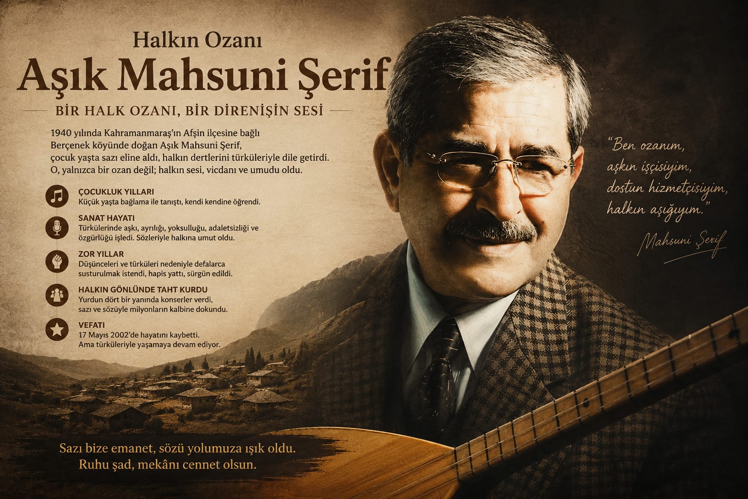 Halkın Ozanı Aşık Mahzuni Şerif'in Hayatı