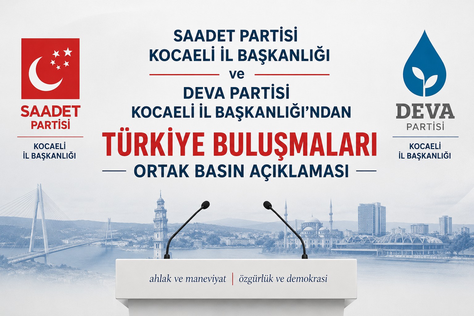 Saadet Partisi Kocaeli İl Başkanlığı ve Deva Partisi Kocaeli İl Başkanlığı'ndan Türkiye Buluşmaları Ortak Basın Açıklaması