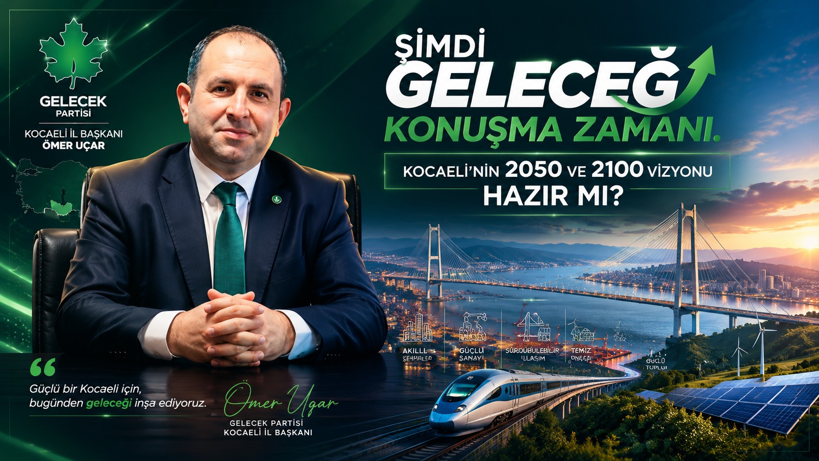 Gelecek Partisi Kocaeli İl Başkanı Ömer Uçar: "Şimdi Geleceği Konuşma Zamanı. Kocaeli'nin 2050 ve 2100 Vizyonu Hazır mı?"