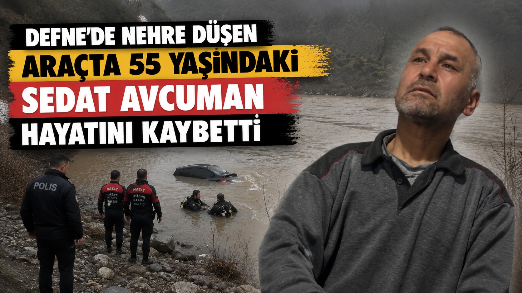 Defne'de Nehre Düşen Araçta 55 Yaşındaki Sedat Avcuman Hayatını Kaybetti