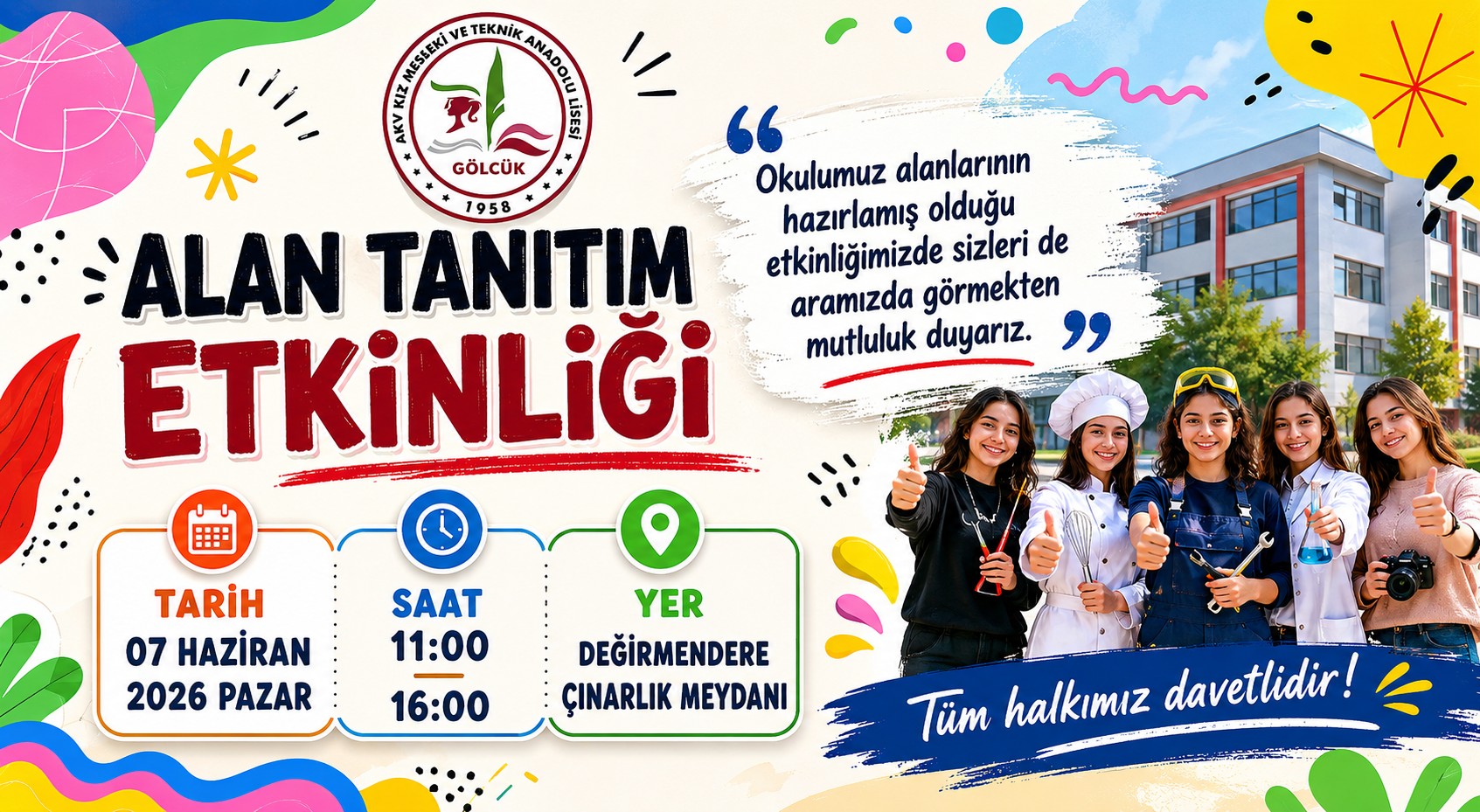AKV Kız Mesleki ve Teknik Anadolu Lisesi Alan Tanıtım Etkinliğine Davet
