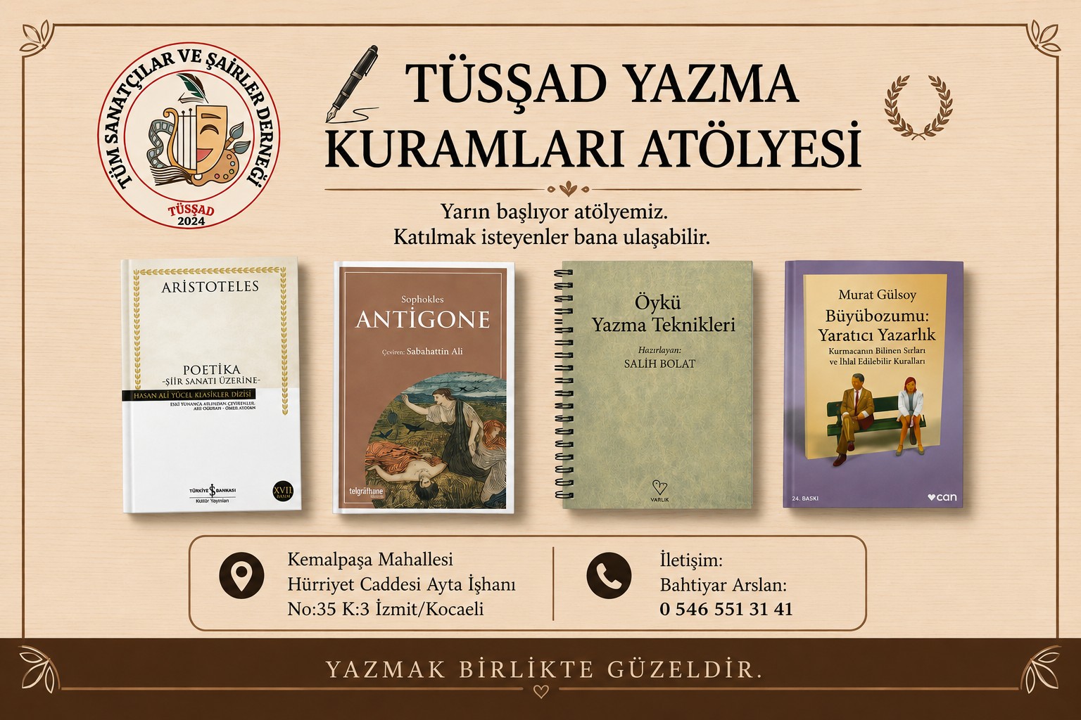 TÜŞŞAD Yazma Kuramları Atölyesi Başlıyor