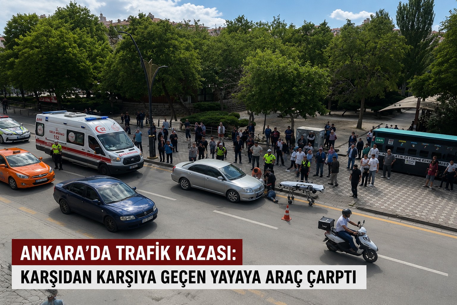 ANKARA’DA TRAFİK KAZASI: KARŞIDAN KARŞIYA GEÇEN YAYAYA ARAÇ ÇARPTI