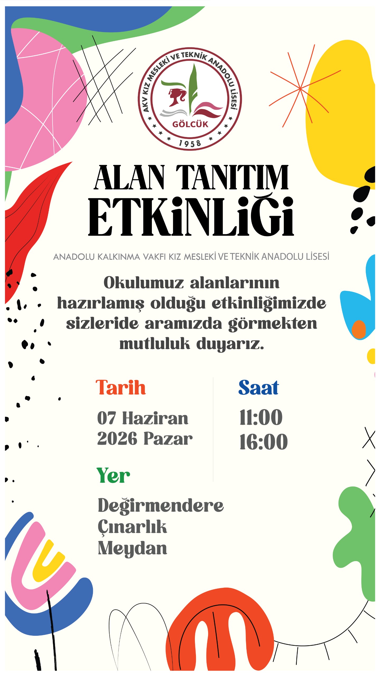 AKV Kız Mesleki ve Teknik Anadolu Lisesi Alan Tanıtım Etkinliğine Davet