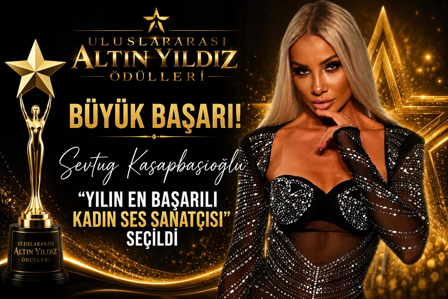 Uluslararası Altın Yıldız Ödülleri'nde Büyük Başarı: Sevtug Kasapbaşıoğlu “Yılın En Başarılı Kadın Ses Sanatçısı” Seçildi