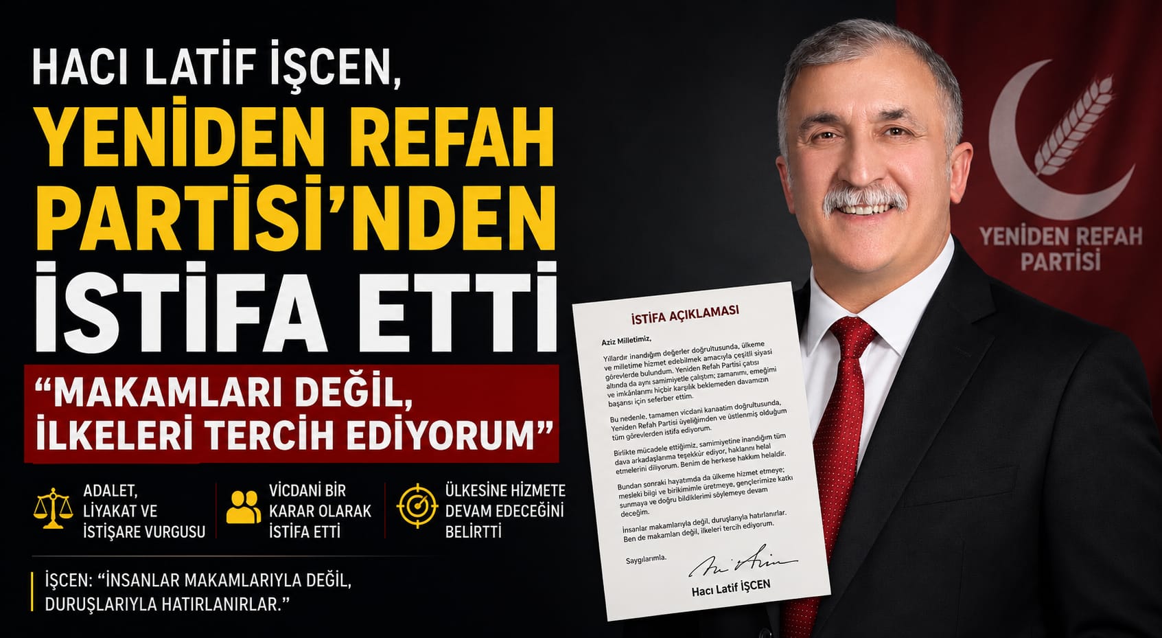 Hacı Latif İşcen, Yeniden Refah Partisi'nden İstifa Etti: "Makamları Değil, İlkeleri Tercih Ediyorum"