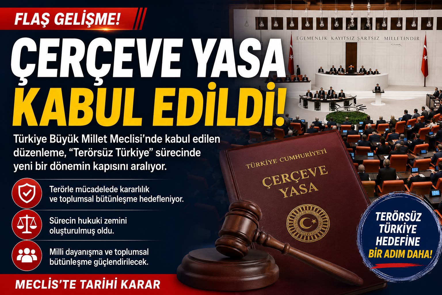 Çerçeve Yasa Meclis’ten Geçti: “Terörsüz Türkiye” Sürecinde Yeni Aşama Başlayacak.